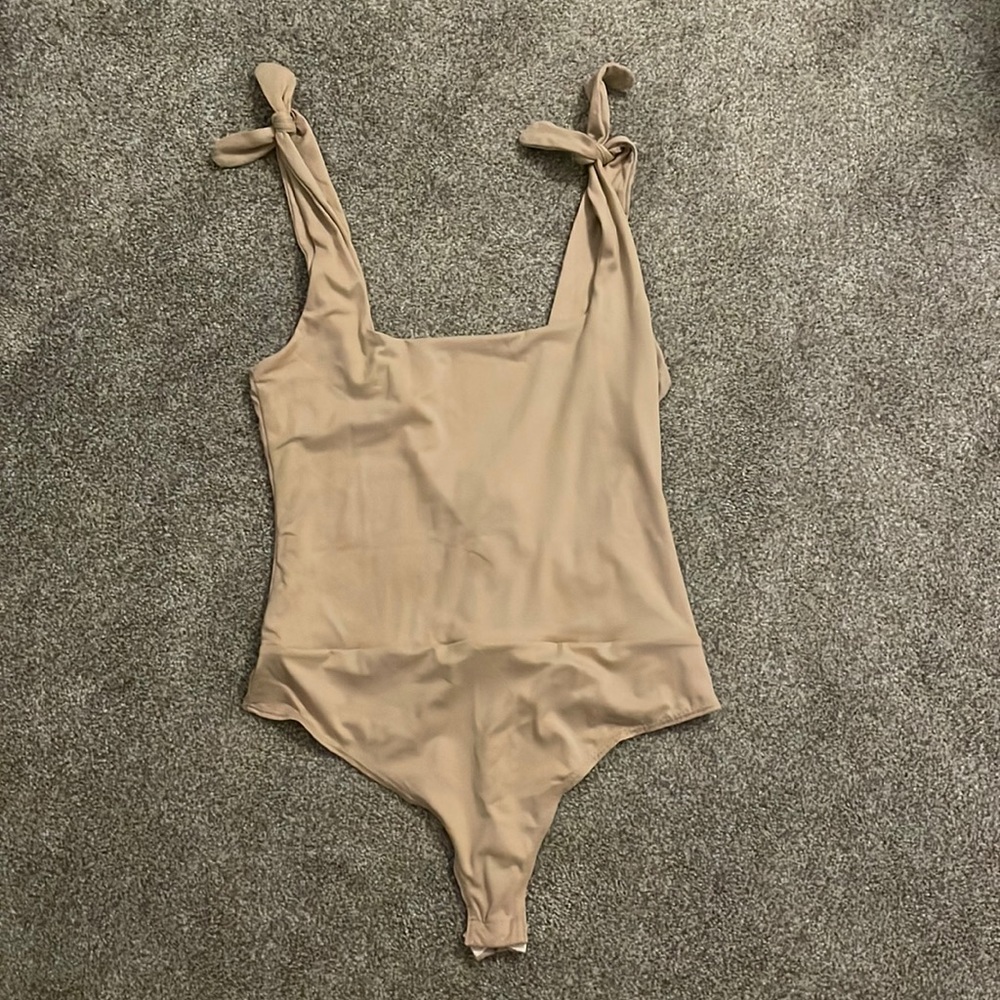 Ordinary Fun Taupe Square Neck Bodysuit